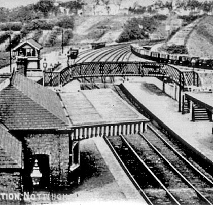 Looking north over Sherwood Station to the junction where the Mapperley Brickworks branch diverges.
